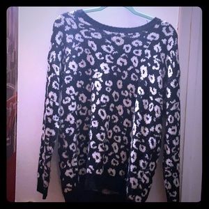 Black and white leopard oversized sweater